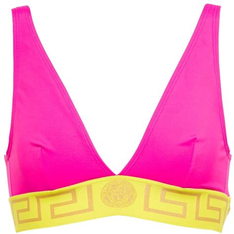 Versace Greca Triangle Bikini Top Shopstyle Two Piece Swimsuits