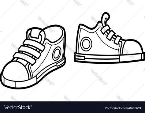 Black and white cartoon sneakers Royalty Free Vector Image