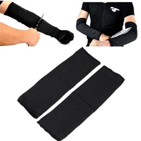 1 Pair Black Polyester Cut Resistant Sleeve Arm Protection Sleeve Steel Wire Tactical Cut Proof