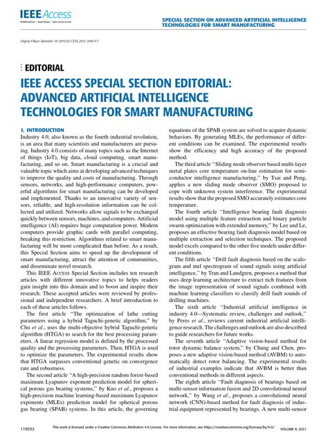 PDF IEEE Access Special Section Editorial Advanced Artificial