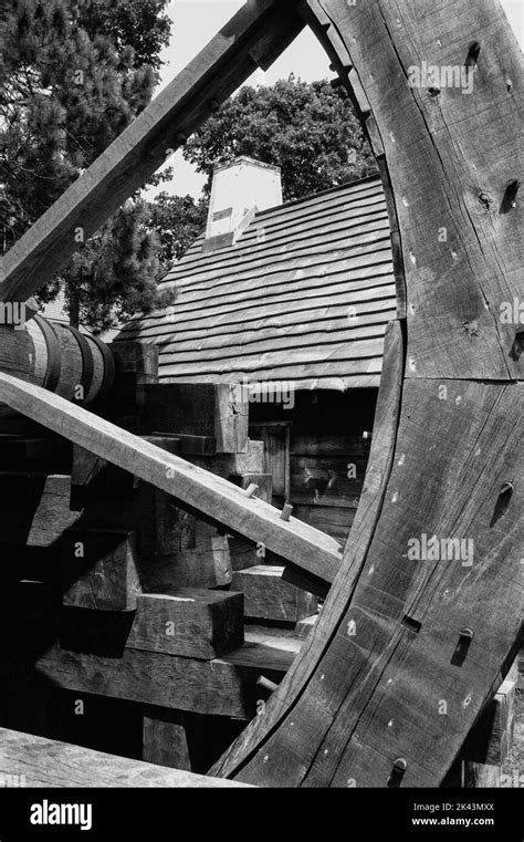 A Wooden Water Wheel On Display At The Saugus Iron Works Saugus