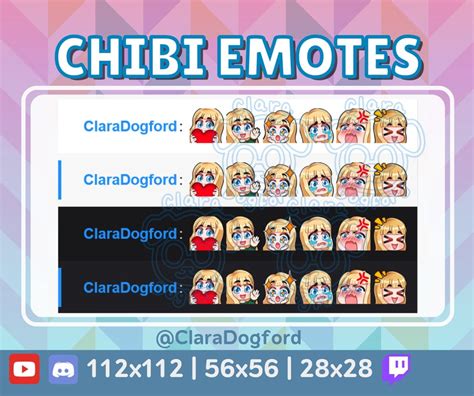 Cute Girl Chibi Twitch Emote Pack Blonde Hair Long Light Etsy