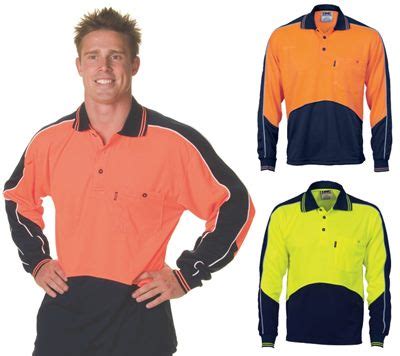 Long Sleeve Hi Vis Mesh Polo Shirts are great safety workwear with con