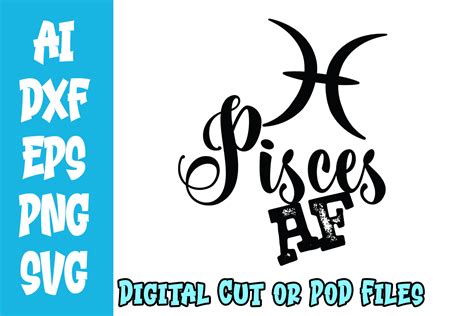 Pisces AF Zodiac Cut Or PoD Files Graphic By Skybourne Designs