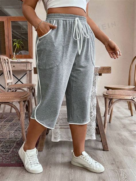 Shein Lune Pantalones Jogger De Talla Grande Con Cord N En La Cintura Y