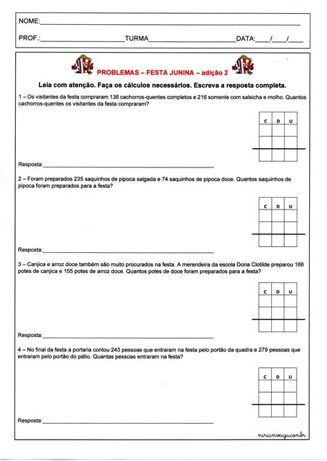 Atividade De Adição 2 Ano Problemas Braincp