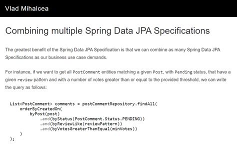 Specification Spring Data Online