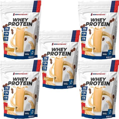 Kit 5X Whey Protein 900g Refil Doce De Leite Cafe NewNutrition