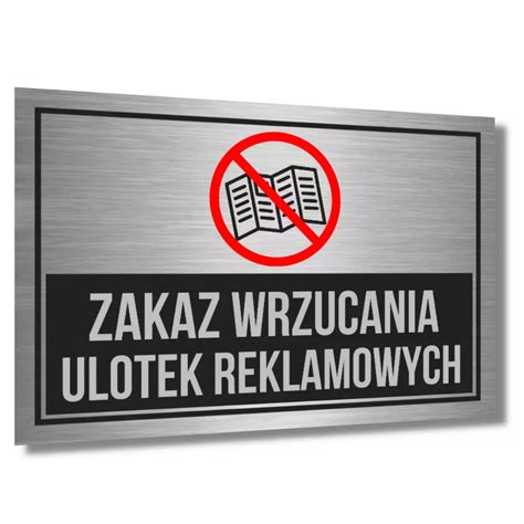 Tabliczka Tablica Informacyjna Alu Uv Zakaz Wrzucania Ulotek