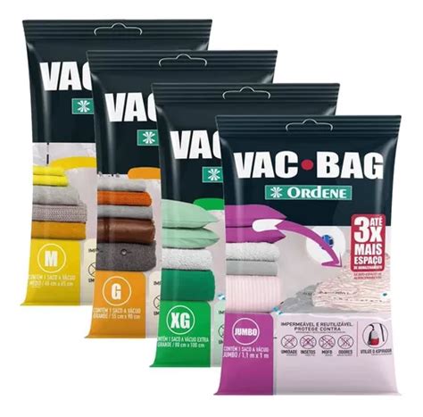 Kit 4 Saco Vácuo Vac Bag Ordene Médio Grande Extra Gde Jumbo