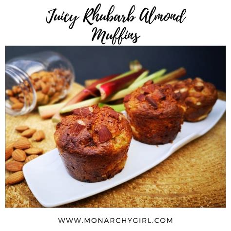 Juicy Rhubarb Almond Muffins Almond Muffins Rhubarb Savoury Dishes