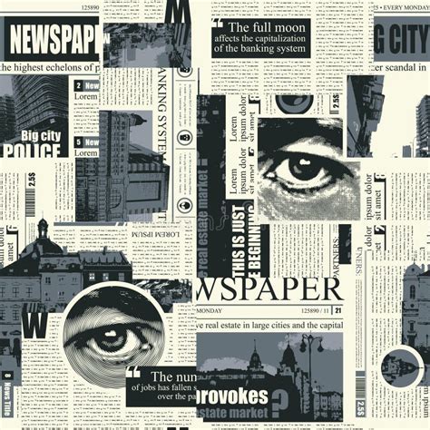 Abstract Seamless Pattern Newspaper Theme Stock Illustrations 160