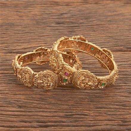 Buy Antique South Indian Bangles With Matte Gold Plating 218116