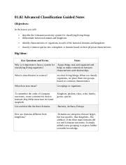 01 02 Notes Doc 01 02 Advanced Classification Guided Notes Objectives