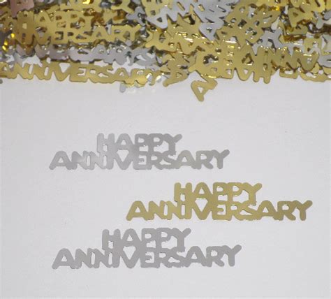 Happy Anniversary Confetti Silver And Gold Words Happy Anniversary