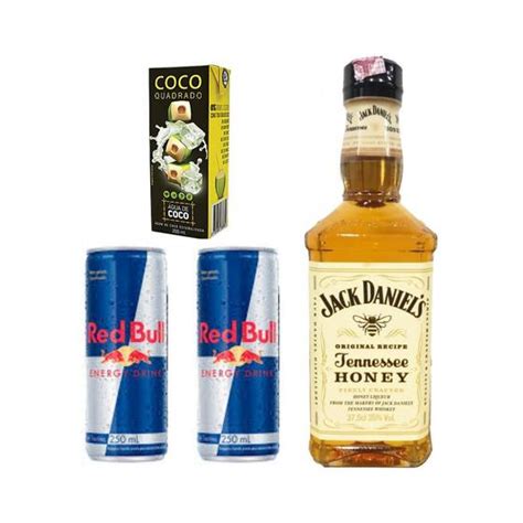 Kit Presente Jack Daniels Honey 375ml Red Bull Gelo Coco Jack