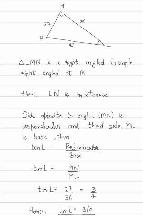 Solved Express Tan L As A Fraction In Simplest Terms M N