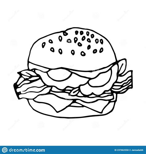 Vector Hand Drawn Burgers And Snacks Objects Drawn Fast Food Element