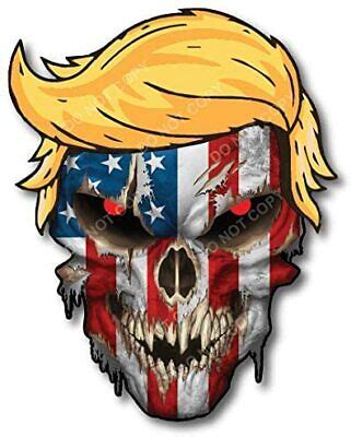 Trump Skull Usa American Flag Decal Sticker Car Truck Window Bumper