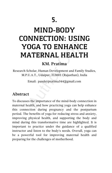 Pdf 5 Mind Body Connection Using Yoga To Enhance Maternal Health