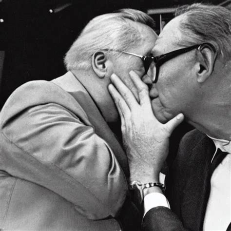 Leonid Brezhnev And Erich Honecker A Hot Kiss Social Stable Diffusion