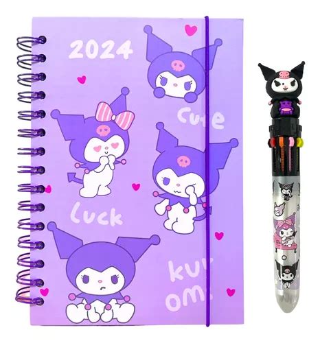 Agenda Kuromi 2024 Kawaii Con Lápiz Multicolor Cuotas sin interés