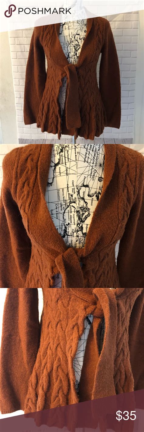 Anthropologie Sparrow Rust Orange Chunky Cardigan Sparrow By