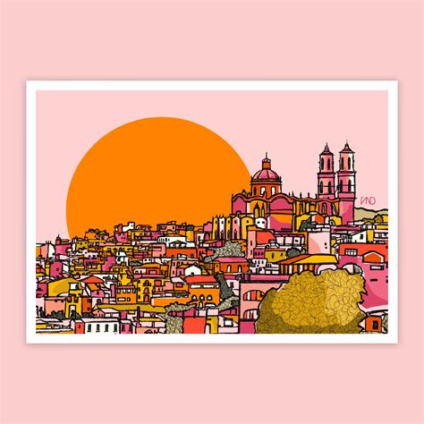 Mexico City Landscape Art Print Colourful Wall Art Travel - Etsy