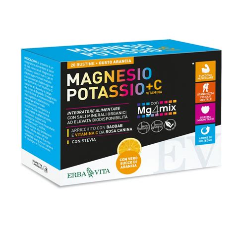 Erba Vita Magnesio E Potassio Vitamina C Gusto Arancia Bustine