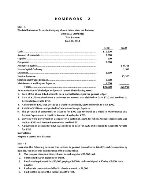 Homework 2 Soal 1 Pdf Debits And Credits Expense