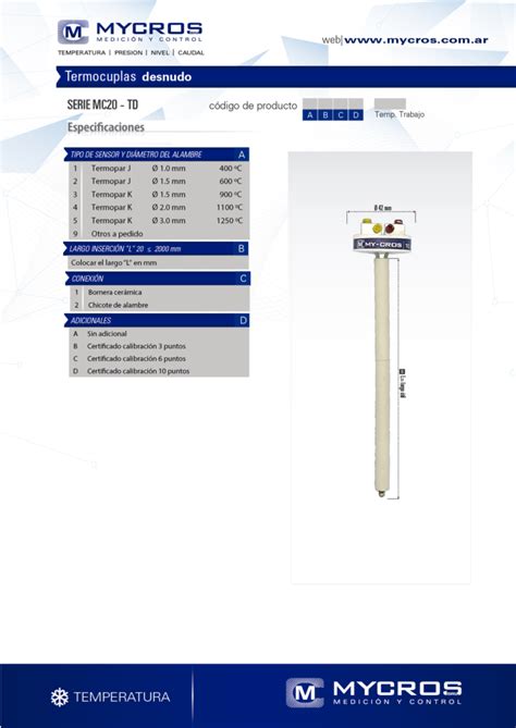 Termocupla Desnuda MC20 TD Mycros Rosario Argentina