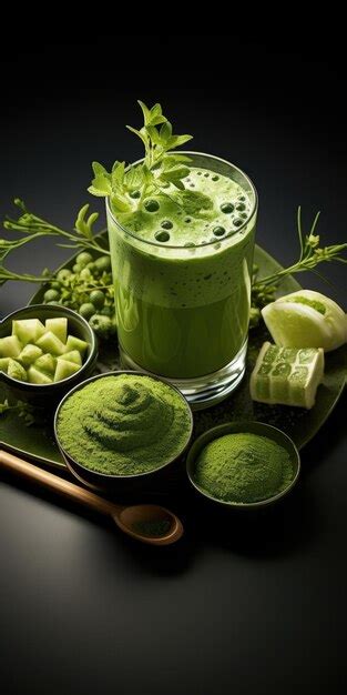 Premium AI Image Fragrant Matcha Tea On The Table Generative AI