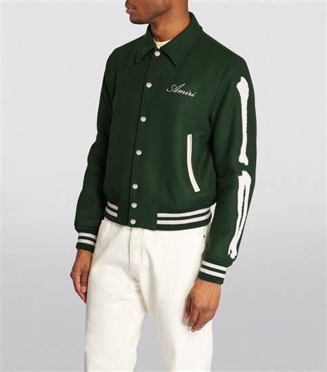 Mens AMIRI Green Bones Varsity Jacket Harrods US