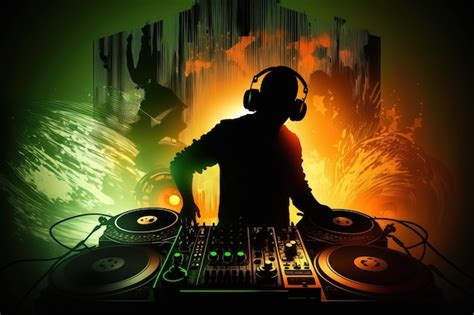 Premium Photo Man With Headphone Silhouette Music Background