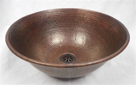 14 Round Hand Hammered Copper Vessel Sink In Rich Sedona Etsy