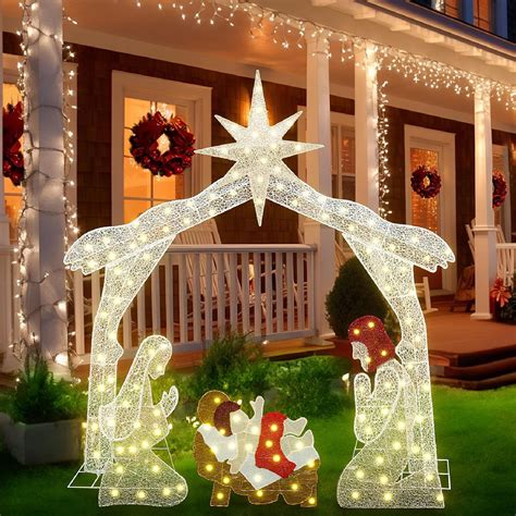 Recaceik Lighted Outdoor Nativity Scene for Christmas Decor, 5.5ft ...