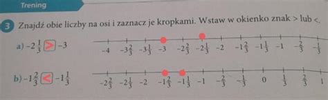 Znajd Obie Liczby Na Osi I Zaznacz Je Kropkami Wstaw W Okienko Znak