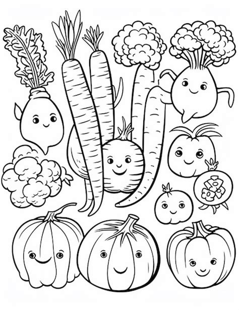 Un Coloriage Avec Des Légumes Et Des Fruits Que Les Enfants Peuvent