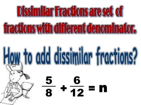 Adding dissimilar fractions with regrouping