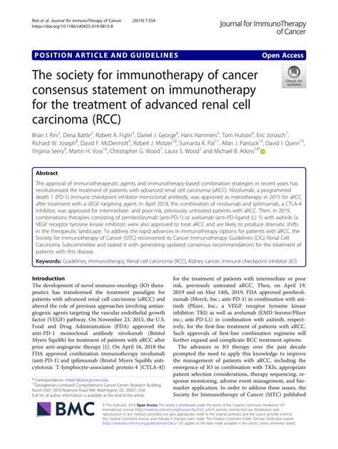 Pdf The Society For Immunotherapy Of Cancer Consensus Statement On