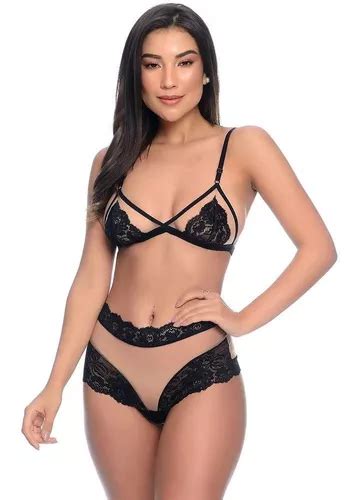 Conjunto Tule Renda Kalesson Lacradora Sensual Sexy Lingerie