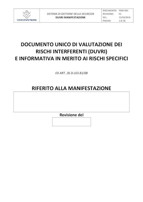 Pdf Documento Unico Di Valutazione Dei Rischi Del