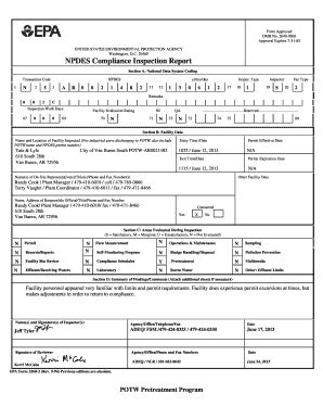 Fillable Online Npdes Compliance Inspection Report Adeq State Ar Us