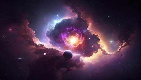 A view from space to a galaxy and stars. Universe filled with stars