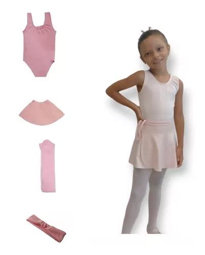 Kit Ballet Infantil Collant Saia Ajust Vel Meia Faixa