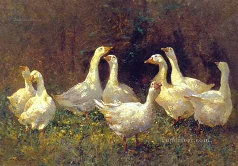 Floral Dance Geese Painting In Oil For Sale