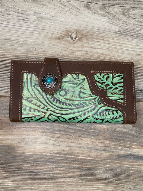 Tooled Leather Wallet Embossed Leather Wallet Western Wallet - Etsy