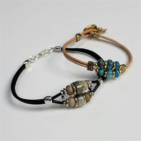 Beaded Leather Bracelet Diy Leather Bracelet Leather Jewelry Diy