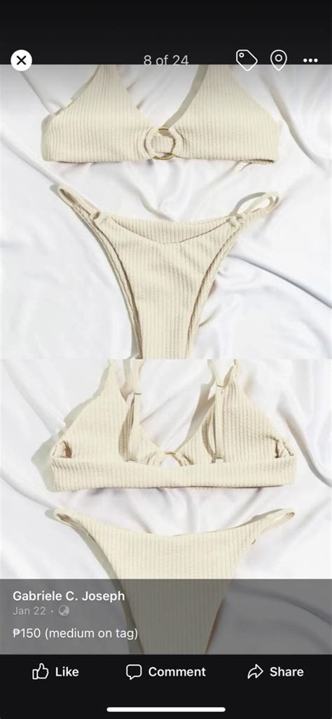 Rib Ring Linked Thong Bikini Swimsuit Women S Fashion Swimwear Bikinis Swimsuits On Carousell