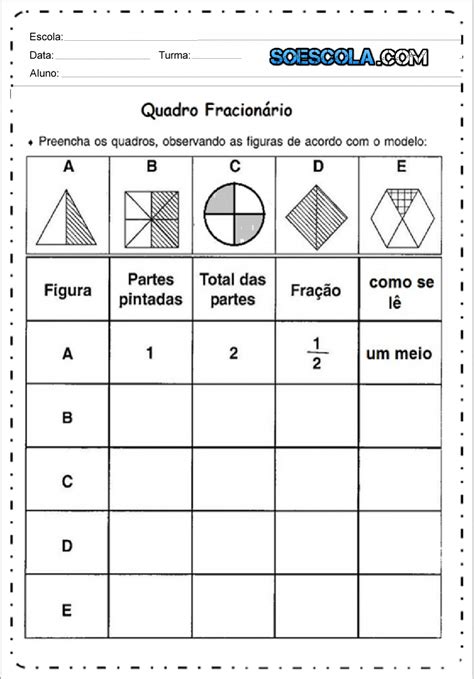 Atividades Com Frações 4 Ano Para Imprimir — SÓ Escola